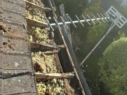 Roof eaves opened up to repair rotten timber on a house in Basingstoke